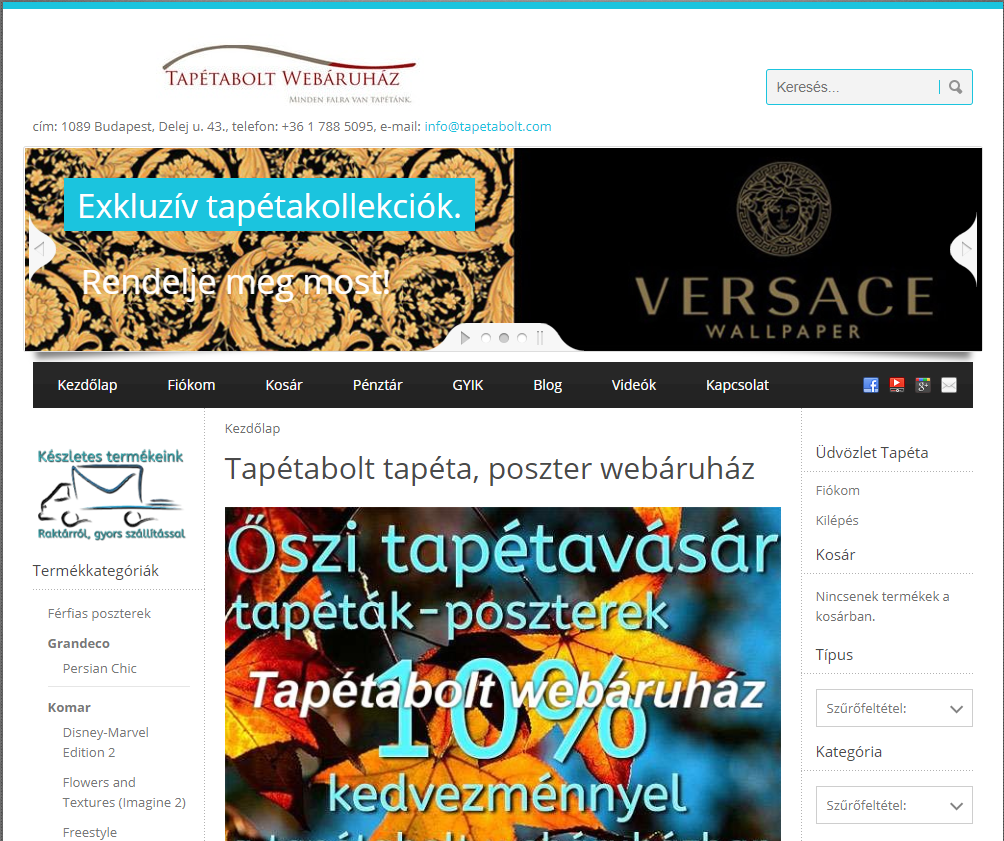 Tapétabolt Webáruház, öntapadós, vlies, poszter tapéták