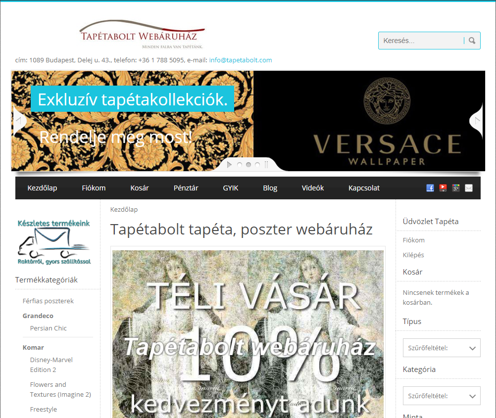 Tapétabolt Webáruház, öntapadós, vlies, poszter tapéták