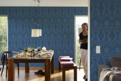 96195-8 cikkszámú tapéta, Architects Paper Tessuto 2 tapéta katalógusából Barokk-klasszikus,valódi textil,kék,gyengén mosható,vlies tapéta