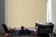 96198-2 cikkszámú tapéta, Architects Paper Tessuto 2 tapéta katalógusából Barokk-klasszikus,természeti mintás,valódi textil,fehér,sárga,szürke,gyengén mosható,vlies tapéta