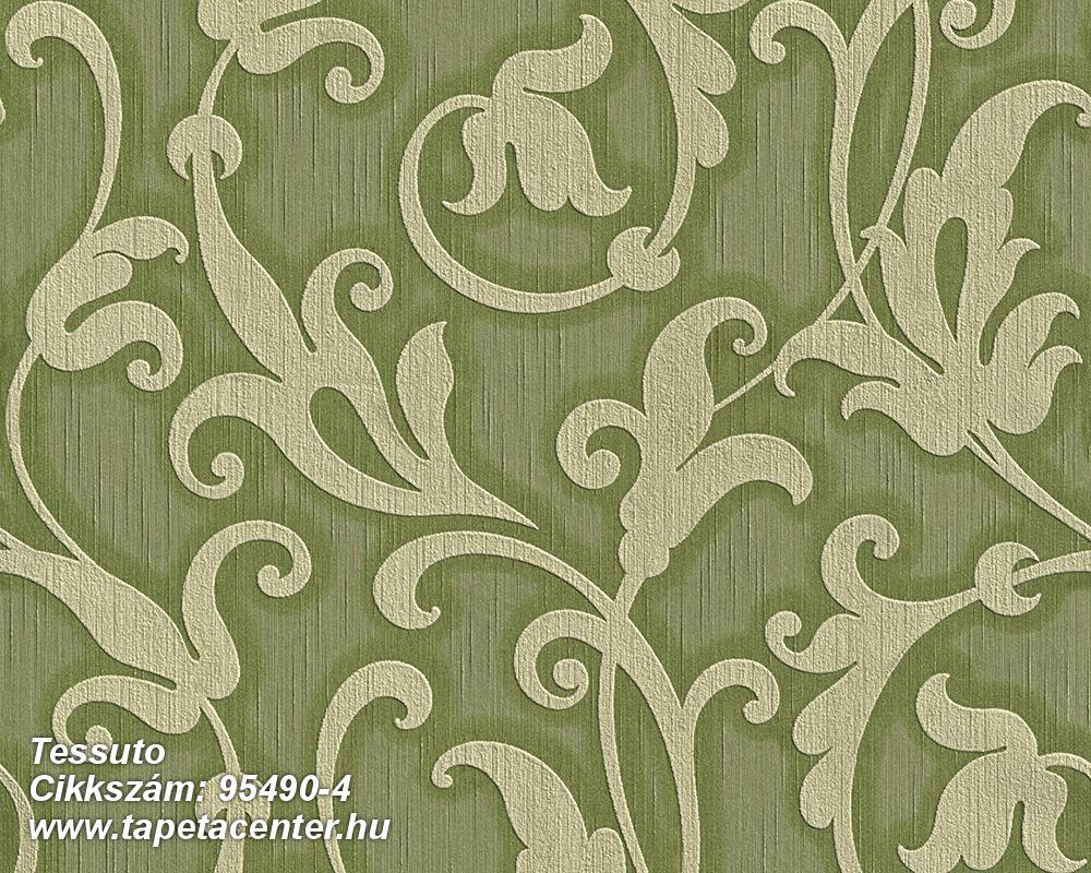 Különleges motívumos,természeti mintás,valódi textil,virágmintás,zöld,gyengén mosható,vlies tapéta 