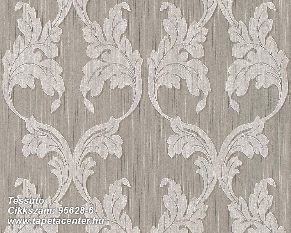 Barokk-klasszikus,különleges motívumos,természeti mintás,valódi textil,virágmintás,barna,szürke,gyengén mosható,vlies tapéta 