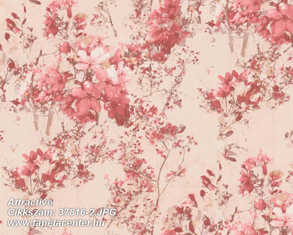 Virágmintás,bézs-drapp,pink-rózsaszín,súrolható,vlies tapéta 