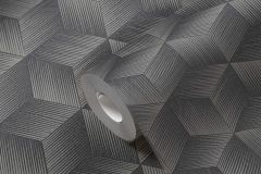 38506-4 cikkszámú tapéta, As Creation Natural Living tapéta katalógusából Textil hatású,geometriai mintás,fekete,szürke,lemosható,vlies tapéta