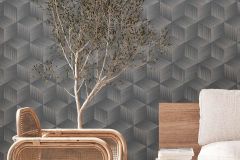 38506-4 cikkszámú tapéta, As Creation Natural Living tapéta katalógusából Textil hatású,geometriai mintás,fekete,szürke,lemosható,vlies tapéta