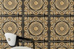 37055-3 cikkszámú tapéta, As Creation Versace 4 tapéta katalógusából Barokk-klasszikus,különleges felületű,metál-fényes,arany,fekete,súrolható,vlies tapéta