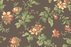 4517 cikkszámú tapéta, Boras Anno tapéta katalógusából Barokk-klasszikus,virágmintás,barna,narancs-terrakotta,zöld,lemosható,vlies tapéta