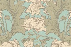 4538 cikkszámú tapéta, Boras Anno tapéta katalógusából Barokk-klasszikus,virágmintás,bézs-drapp,bronz,kék,türkiz,lemosható,vlies tapéta