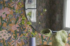 2079 cikkszámú tapéta, Boras Swedisch Designers tapéta katalógusából Virágmintás,narancs-terrakotta,zöld,lemosható,vlies tapéta
