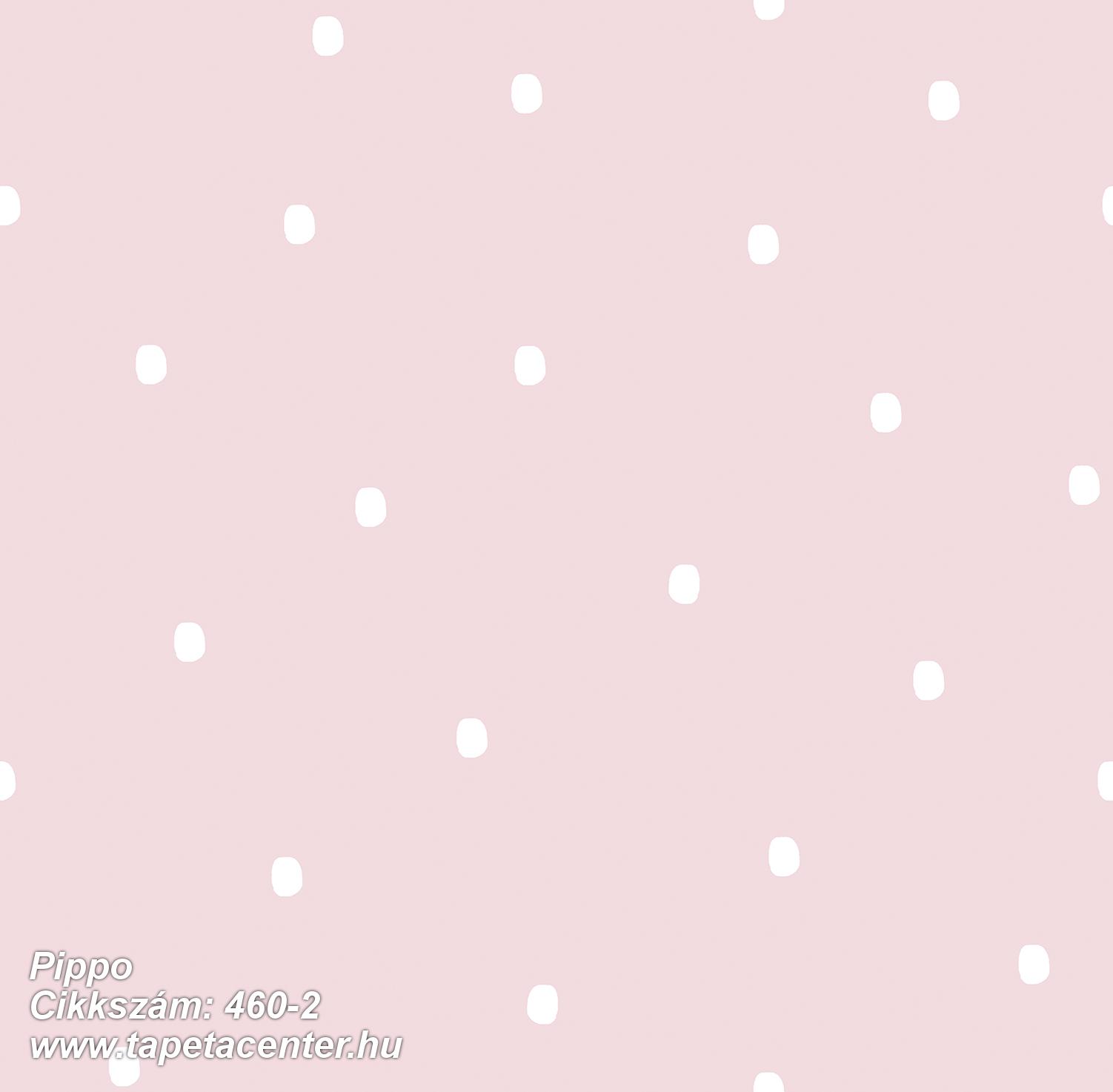 Gyerek,pöttyös,fehér,pink-rózsaszín,gyengén mosható,papír tapéta 