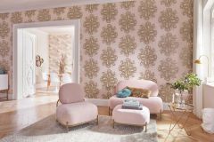 10154-05 cikkszámú tapéta, Erismann Elle tapéta katalógusából Barokk-klasszikus,metál-fényes,arany,pink-rózsaszín,lemosható,vlies tapéta