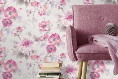 10051-05 cikkszámú tapéta, Erismann Fashion for Walls 1 tapéta katalógusából Természeti mintás,virágmintás,fehér,lila,pink-rózsaszín,lemosható,vlies tapéta