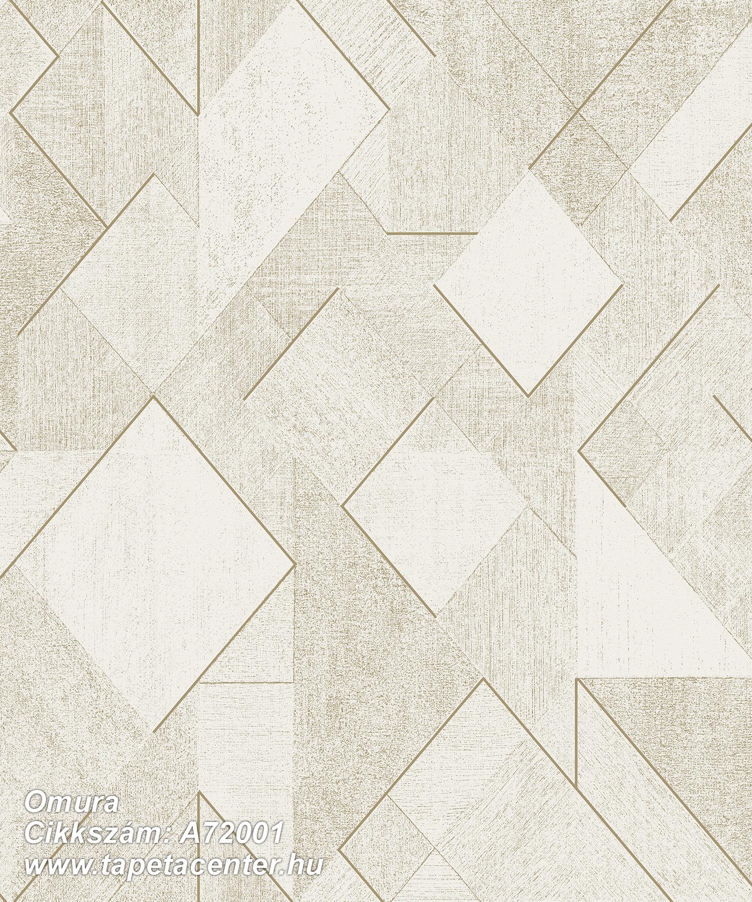 Geometriai mintás,arany,bézs-drapp,fehér,lemosható,vlies tapéta 
