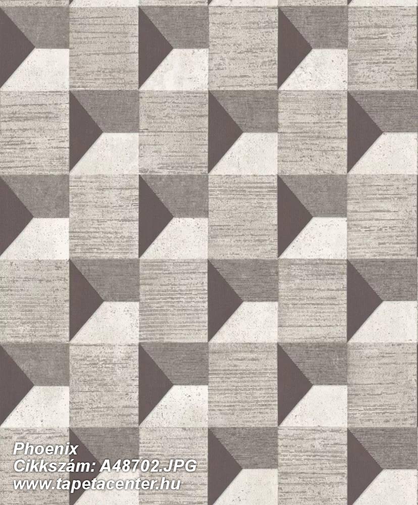 3d hatású,absztrakt,geometriai mintás,barna,szürke,súrolható,vlies tapéta 