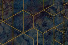 WL2503 cikkszámú tapéta, Grandeco Wanderlust tapéta katalógusából Geometriai mintás,arany,kék,súrolható,vlies tapéta