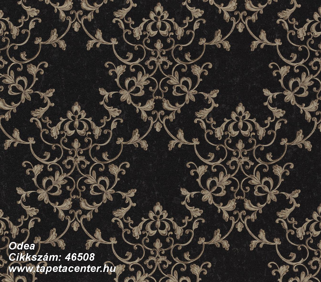 Barokk-klasszikus,különleges felületű,arany,fekete,súrolható,vlies tapéta 