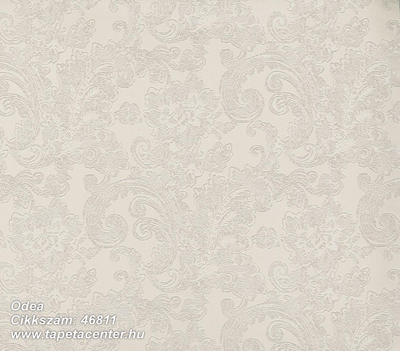 Barokk-klasszikus,különleges felületű,textil hatású,fehér,gyöngyház,lila,súrolható,vlies tapéta 