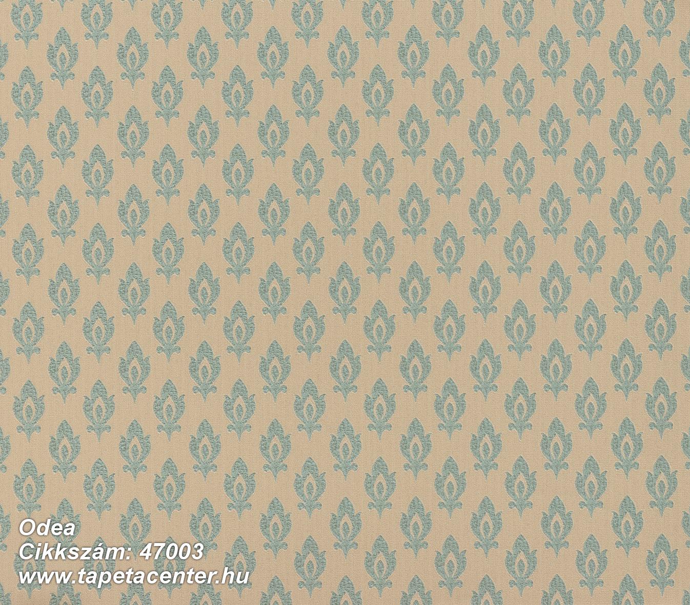 Barokk-klasszikus,különleges felületű,textil hatású,bézs-drapp,türkiz,súrolható,vlies tapéta 