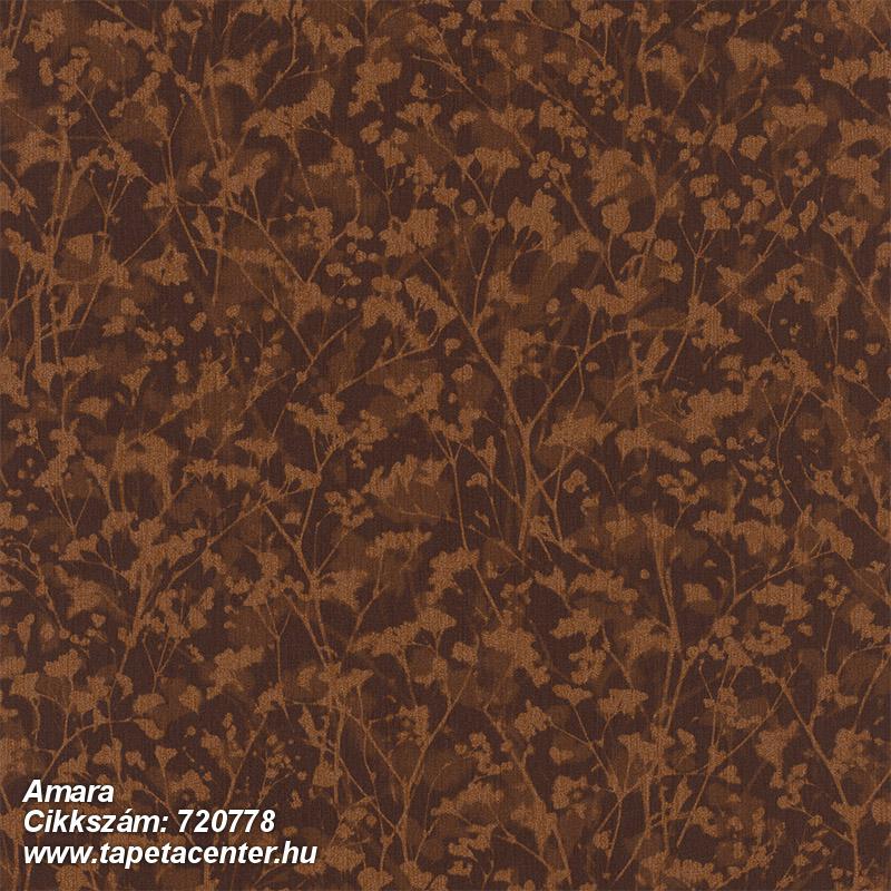 Természeti mintás,textil hatású,virágmintás,barna,lemosható,vlies tapéta 
