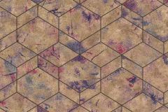 649611 cikkszámú tapéta, Rasch Andy Wand tapéta katalógusából 3d hatású,geometriai mintás,arany,kék,piros-bordó,lemosható,vlies tapéta