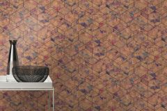 649611 cikkszámú tapéta, Rasch Andy Wand tapéta katalógusából 3d hatású,geometriai mintás,arany,kék,piros-bordó,lemosható,vlies tapéta