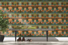 746211 cikkszámú tapéta, Rasch Indian Style tapéta katalógusából állatok,barna,kék,narancs-terrakotta,lemosható,vlies tapéta