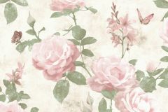 215007 cikkszámú tapéta, Rasch Sansa tapéta katalógusából állatok,virágmintás,pink-rózsaszín,vajszín,zöld,gyengén mosható,papír tapéta