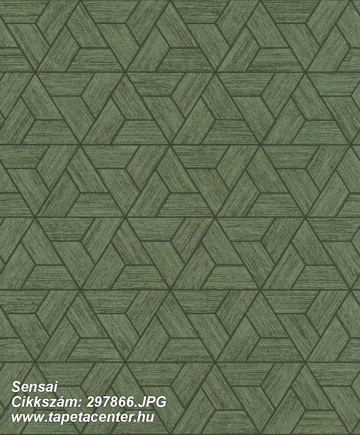 Geometriai mintás,zöld,gyengén mosható,vlies tapéta 