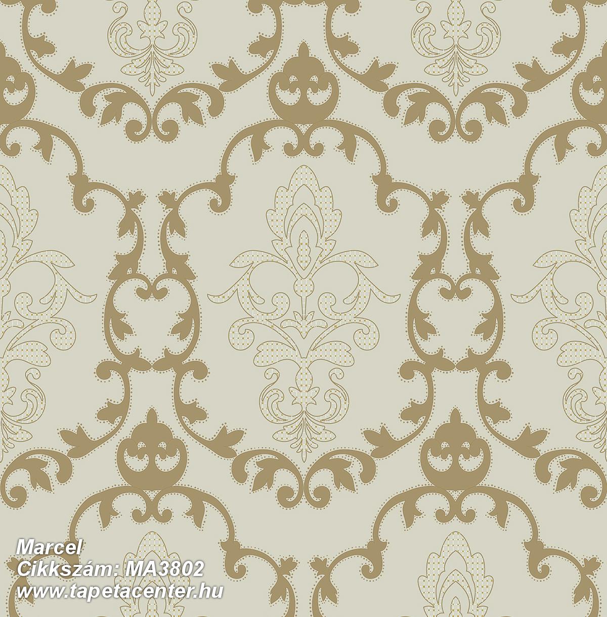 Barokk-klasszikus,különleges felületű,arany,bézs-drapp,gyengén mosható,vlies tapéta 